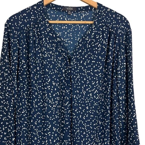 NYDJ Tops - NYDJ Womens 1X Classic Preppy Minimalist Career Office Polka Dot Tunic Blouse